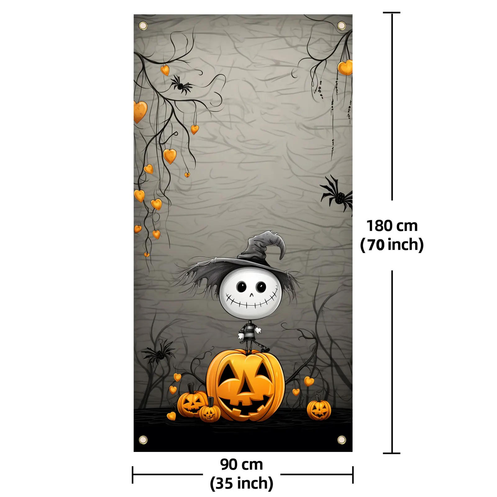 70 × 35 дюймов Хэллоуин искусственная тыква паук декоративный баннер