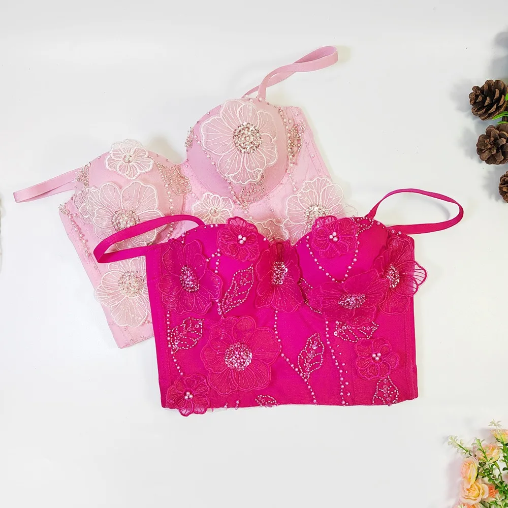 Женский укороченный корсет с открытой спиной жемчужинами