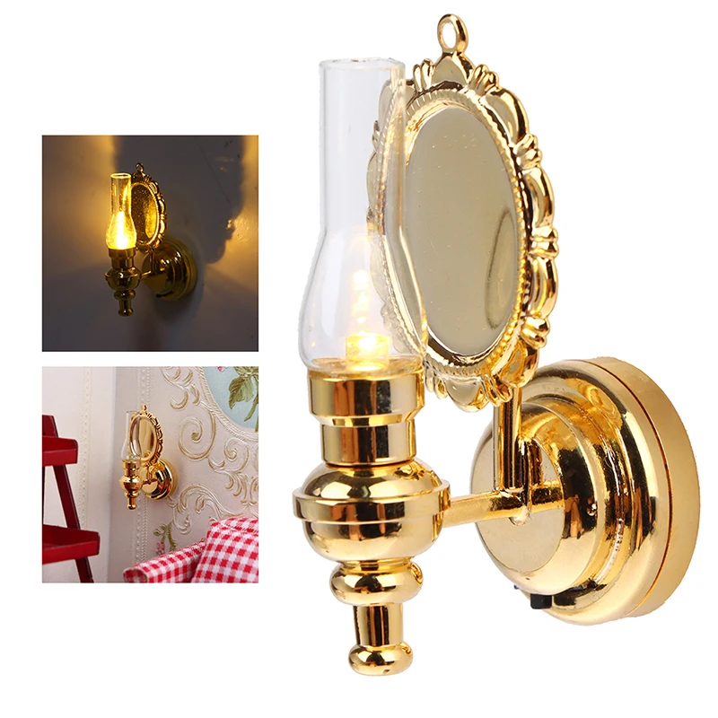 

1/12 Dollhouse Miniature LED Wall Sconce Lamp w/Battery Operated with ON/OFF Switch Wall Lmap Furniture Doll house Accessories
