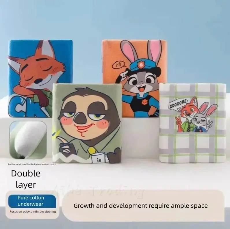 Фото Трусы-боксеры Zootopiad Judy Nick Flash Anime из 100% хлопка с дизайном кролика и лисы, большие, для мальчиков, с мультяшным рисунком, милый подарок для детей №3