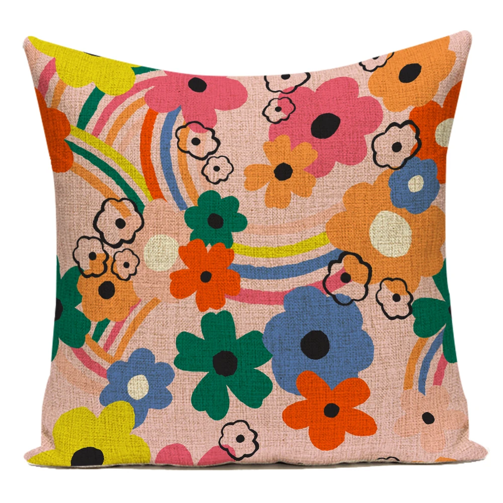 

Retro Flower Decorative Pillows Pillowcase Cushion Covers 45x45 Upholstery Artistic Sofa Home Decor Floral Nordic Textile E2151