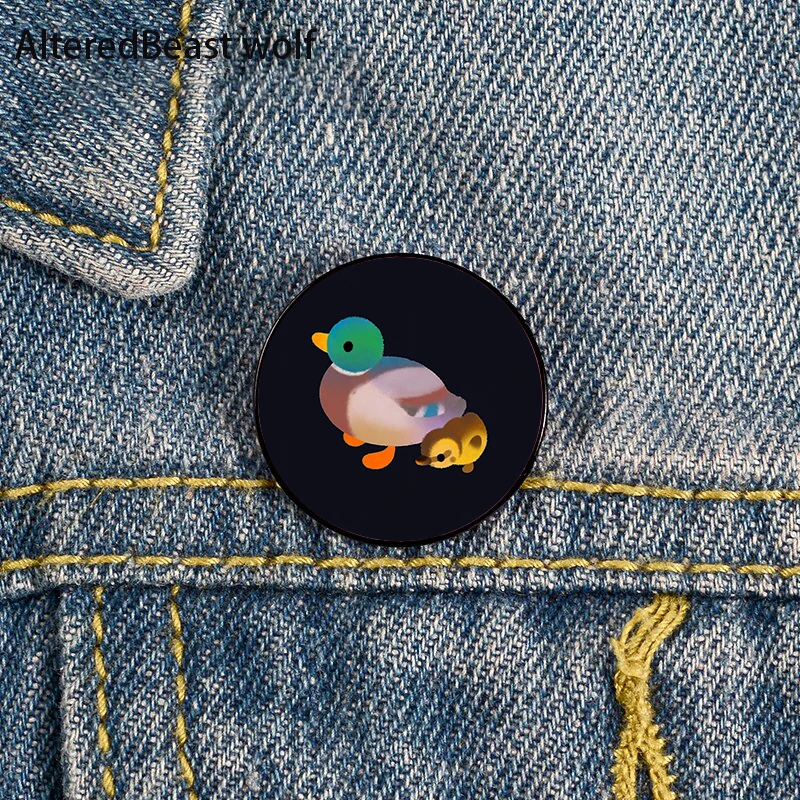 

Duck and Duckling Pattern Printed Pin Custom Funny Brooches Shirt Lapel Bag Badge Cartoon enamel pins for Lover Girl Friends
