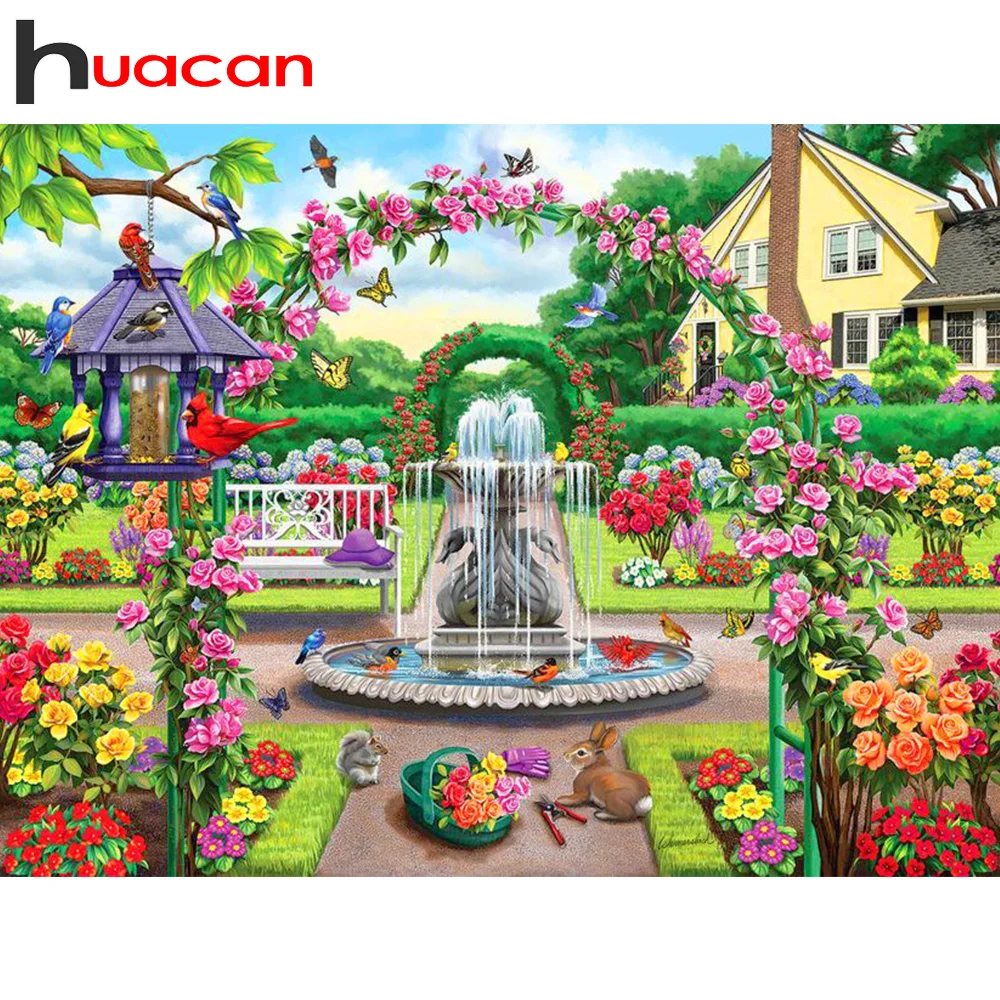 

Алмазная живопись Huacan с пейзажем, украшение для сада, птица, модель 5D «сделай сам», полная вышивка, подарок для домашнего декора