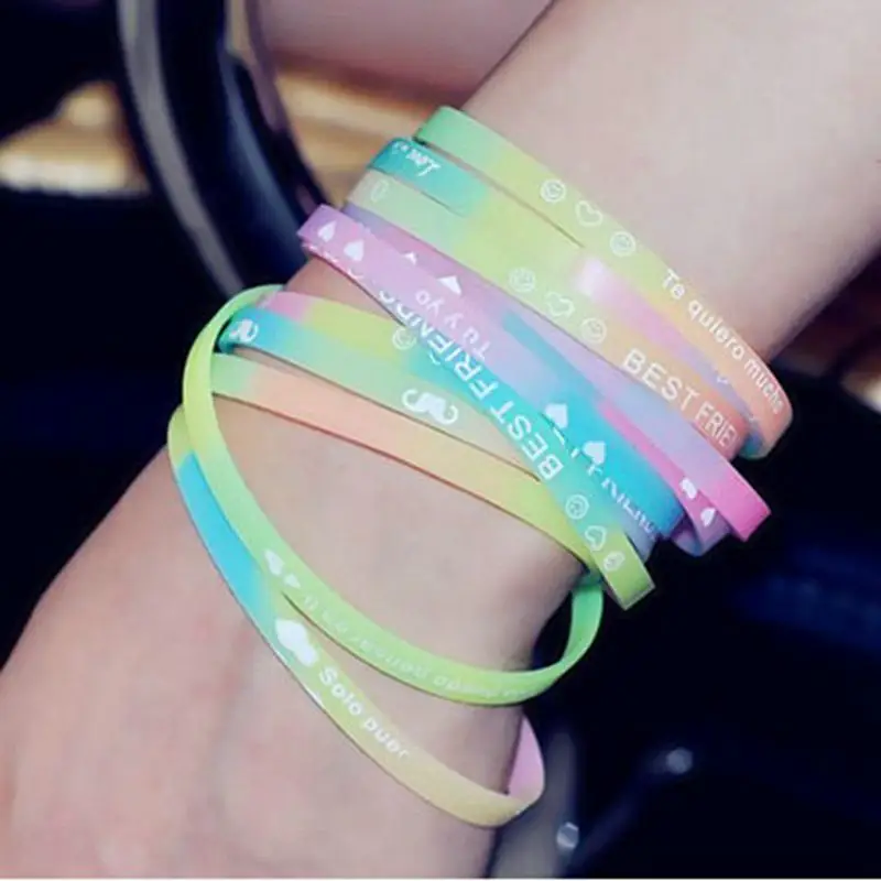 Силиконовый Браслет С Надписью Карамельных Цветов — Оптовая Упаковка (10/20/50/100)