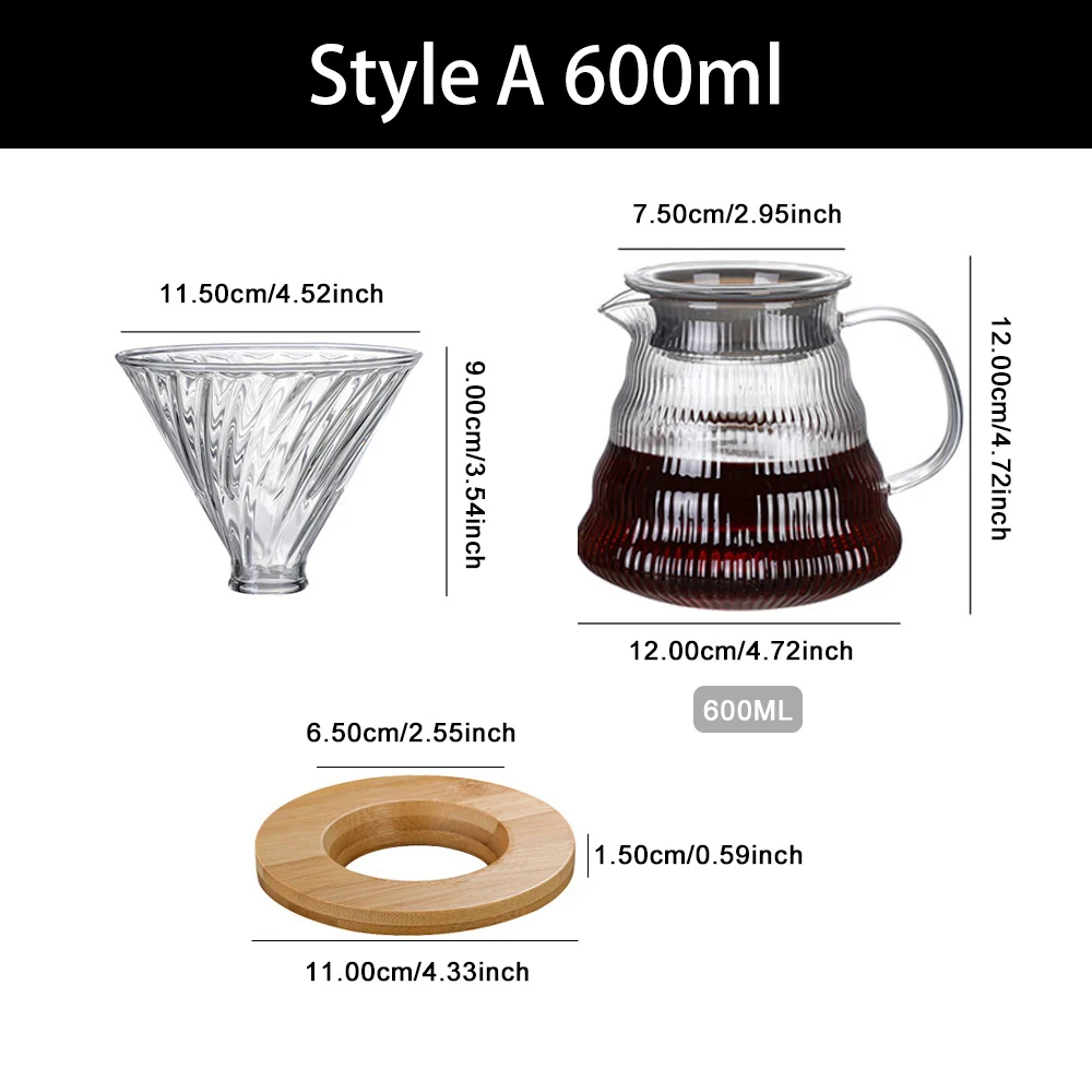 

MYVIT Комплект для заваривания кофе из стекла на 600 мл