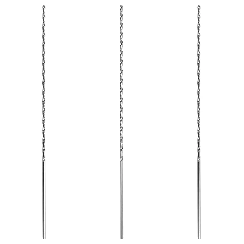 

3X HSS Straight Shank 4mm Twist Head 300mm Long Drill Bit Silver Tone