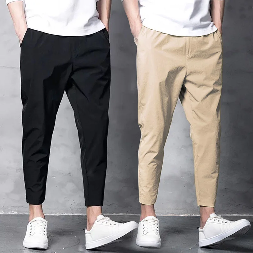 Spring Summer Cargo Trousers for Men's Elastic Jogging Pants Ankle Oversize Male Streetwear Harajuku Korean Clothing Streetwear images - 6
