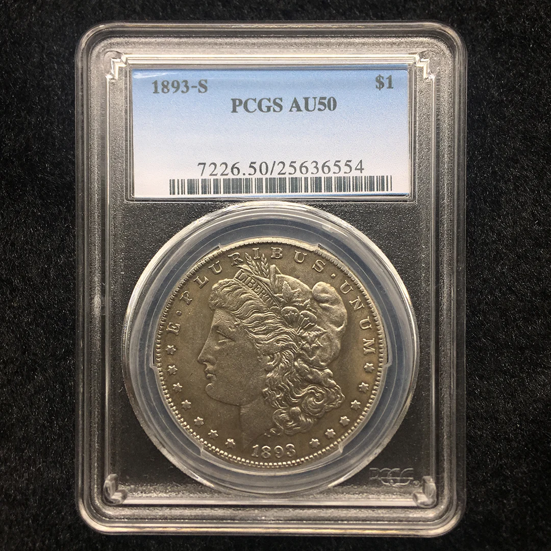 

1893-S USA Morgan Dollar Coin Rating Silver Coins Sealed in Box,High Quality Collectibles Graded Coins Holder PCGS AU50