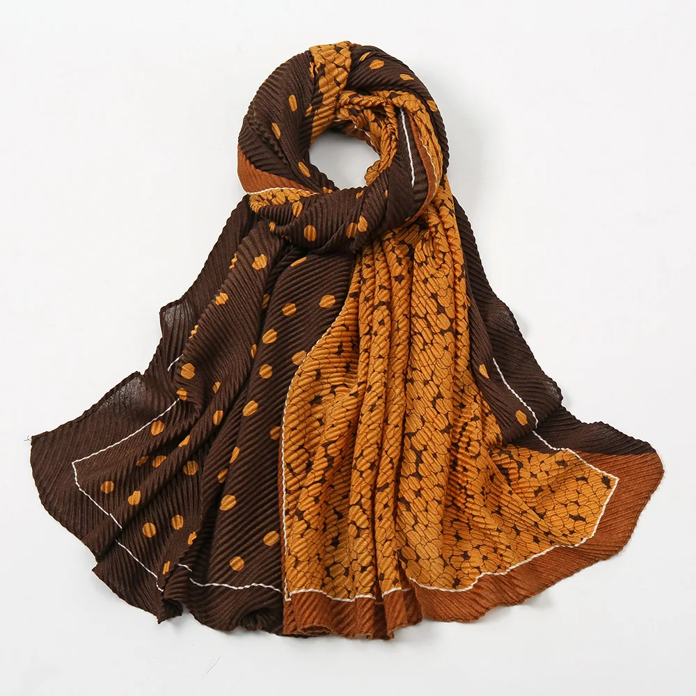 

Длинная шаль из хлопка в складку, с принтом, 2 цвета, XB332