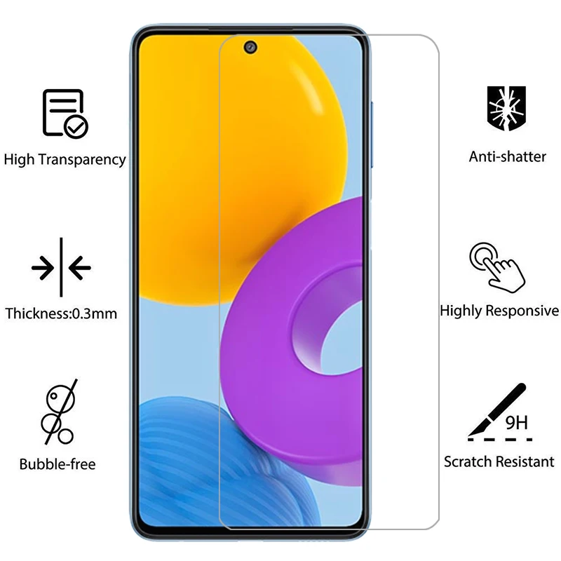 Закаленное стекло для samsung m51 m52 m53 5g чехол телефона galaxy m 51 52 53 53m задняя крышка 360