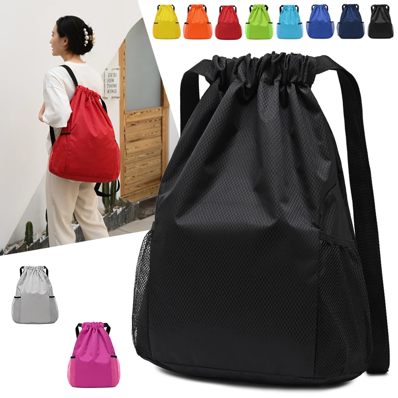 

Backpack Men/women Waterproof Fitness Nylon Capacity Backpack Sports Drawstring New Pocket Travel Drawstring 2022 Large Bag Bag