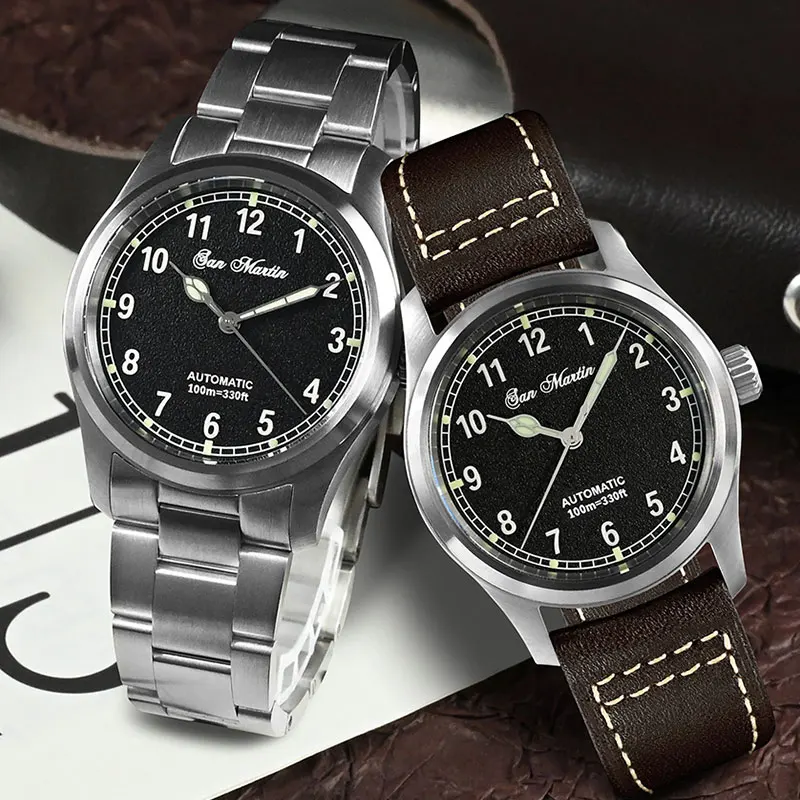 

Brand San Martin Simple Men Watch 37mm Pilot Miyota 8215 Classic Military Explore Automatic Mechanical Watches Waterproof 100m