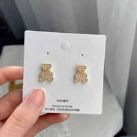 cute bear pearls earrings stud wholesale funny anime crystals trendy jewelry for women 2021 charm accessories fashion gifts