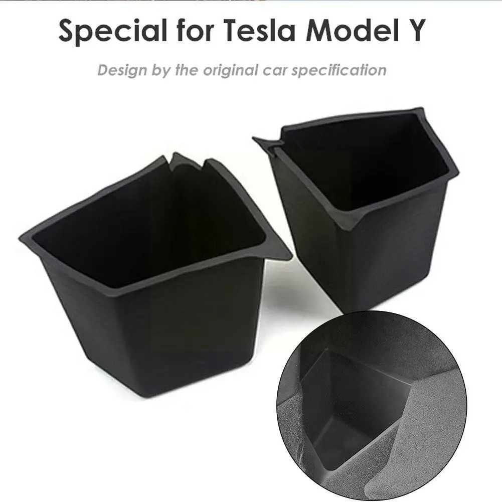 Car Trunk Side Storage Box for Tesla Model Y 2020 2021 2022 Hollow Cover Organizer TPE Box Boot Organizer Bucket S8Z2