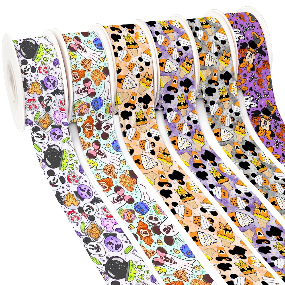 

10yards Halloween Mickey Disney Ribbon Wholesale Custom Fabric Ribbons Printed Packaging Decoration