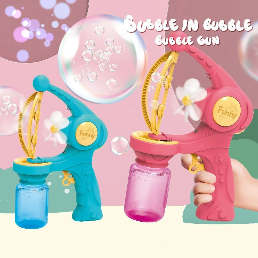 

2022 New Big Bubble Gun Kids Automatic Bubble Machines Cartoon Fans Bubbles Maker Machine Soap Bubbles Blower Outdoor Toy