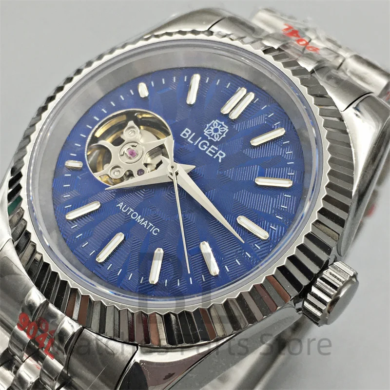 Мужские часы BLIGER 36 мм/39 мм NH38 рифленый безель из нержавеющей стали сапфировое