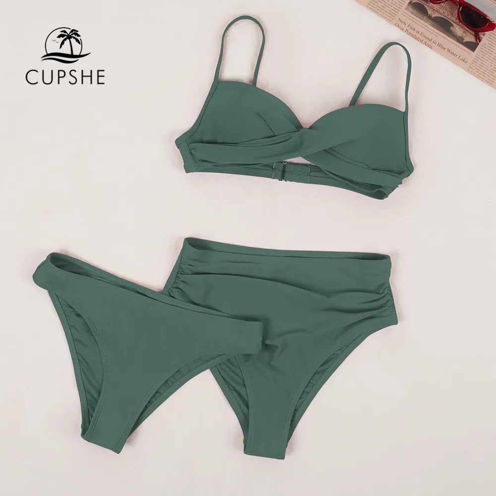 

CUPSHE 3 Pack Two Bottoms Push Up Bikini Sets Swimsuit For Women Sexy Low And Mid Waist Three Pieces Swimwear 2022 Bathing Suit