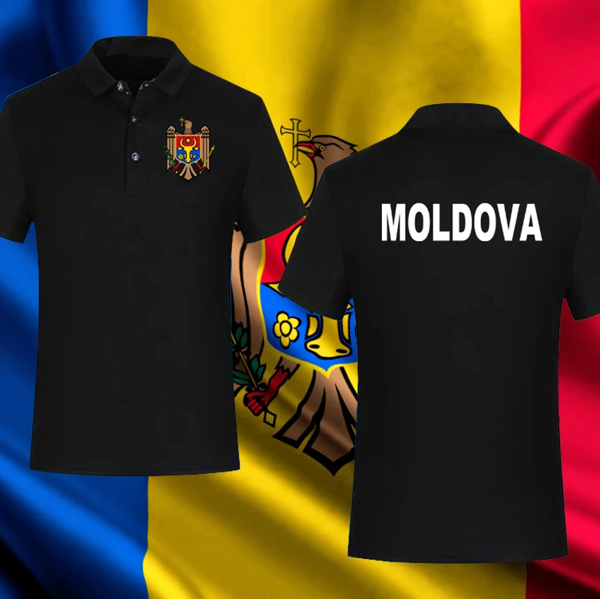 

Moldova Moldovan MDA MD Polo Shirts men Front Back Printing Brands Printed For Country 100% Cotton Nation Team Flag Polo T Shirt