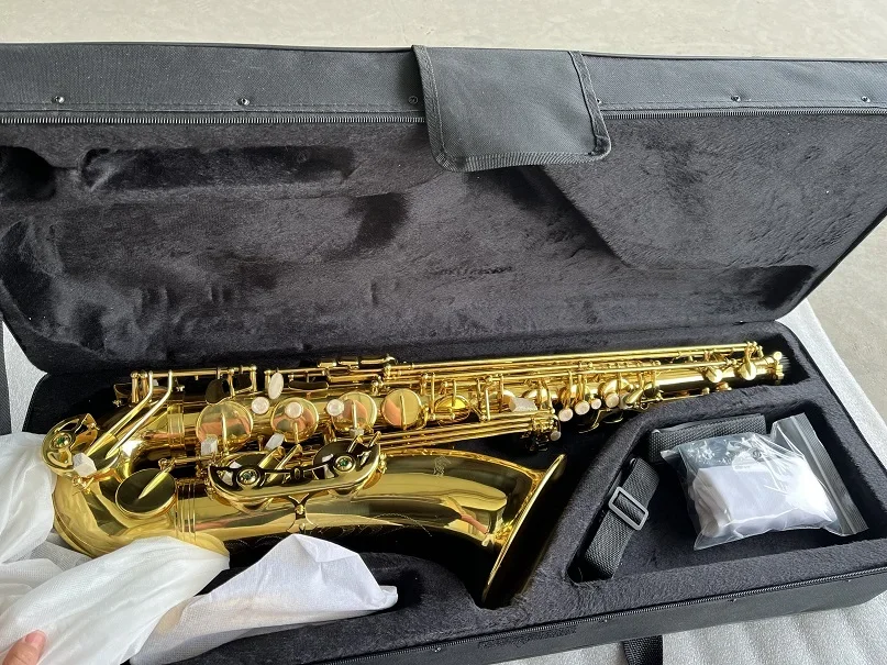 Aiersi Высококачественный тенор-саксофон с лакированным желтым латунным золотом