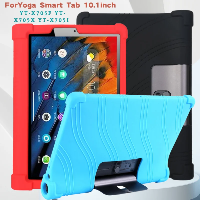 

4 Thicken Cornors Silicon Cover Case with Kickstand For Lenovo Yoga Smart Tab 5 10.1" Tablet YT-X705F YT-X705X Funda Kids Safety