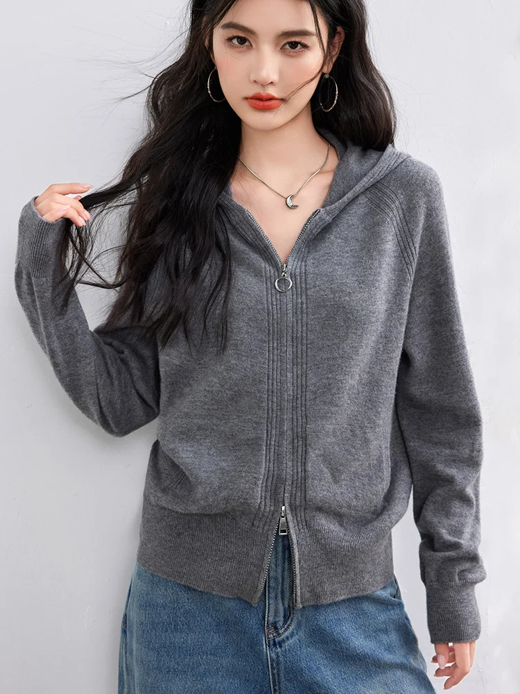 Серый вязаный кардиган верхняя одежда женская осень и зима 2024 новая толстовка с