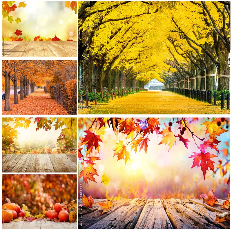 NITREE Natural Scenery Photography Background Fall Leaves Forest Landscape Photo Backdrops Studio Props QQTT-04