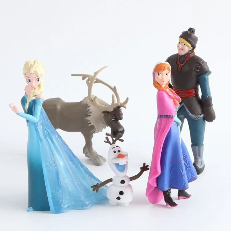 5pcs/set Frozen Princess Elsa Anna Olaf Reindeer Decoration Set Toy 5-11cm Action Figures Cake Decoration Queen Model Toys Gift