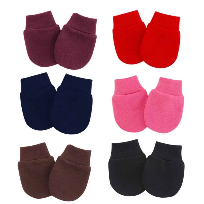 

Boy Girls Cotton No Scratch Gloves Solid Color Mittens for Baby Anti Eat
