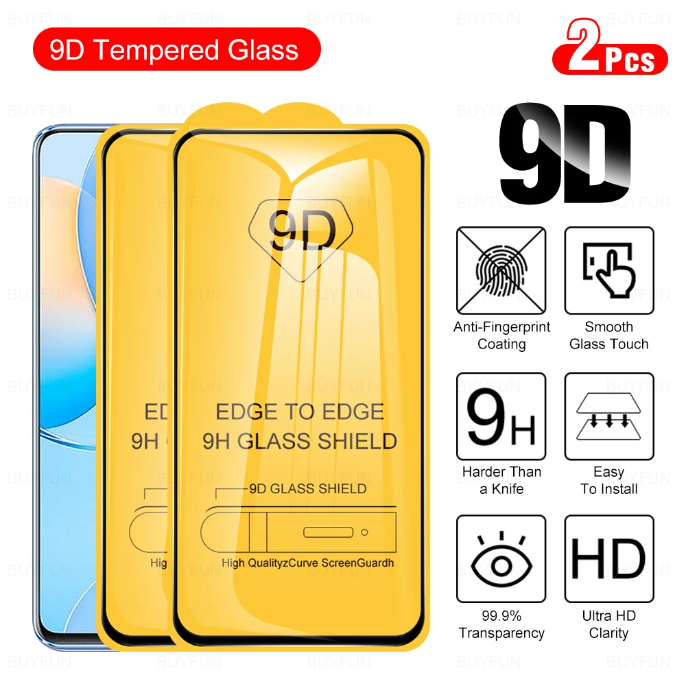 

Закаленное стекло 9D для Huawei Nova 9 SE 4G 2 шт., полное покрытие, защитные пленки для экрана Nova9 9SE Nova9SE, пленка для мобильных телефонов с черными края...