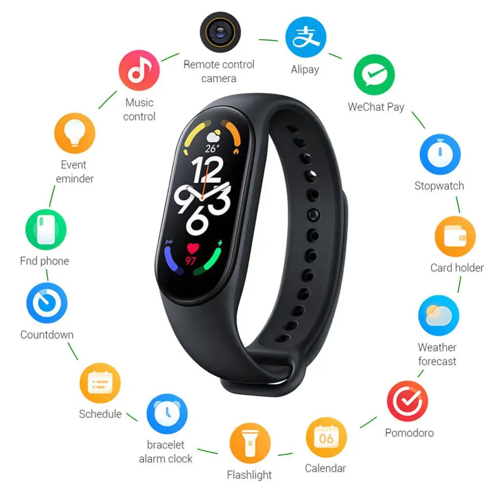 Смарт-браслет Xiaomi Mi Band 7 водонепроницаемый фитнес-трекер с AMOLED экраном оксиметром