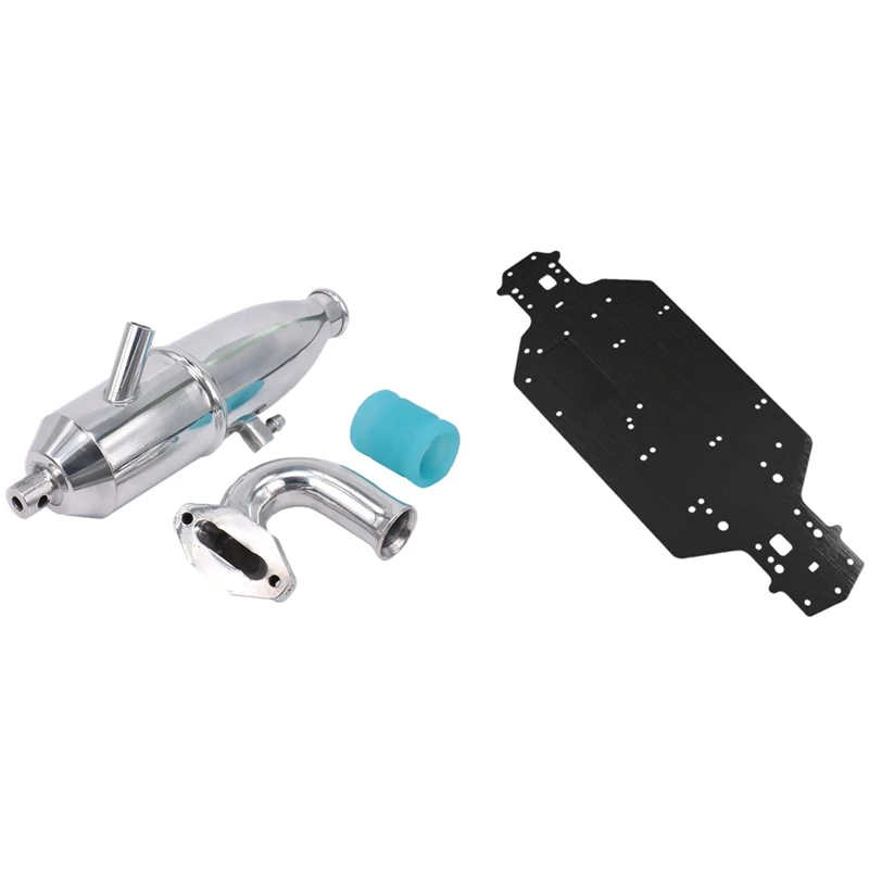 

1Pcs Exhaust Muffler Pipe Tubing With Header Manifold Tuned Side Parts & 1Pcs Aluminum Alloy Chassis 3Mm Thickness