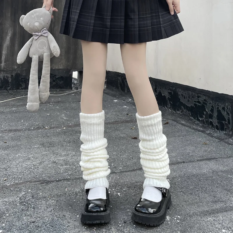 

Униформа JK выше колена 70 см, японские гетры, Корейская Лолита, зимние женские вязаные носки для девочек, носки со складками, теплый чехол для ...