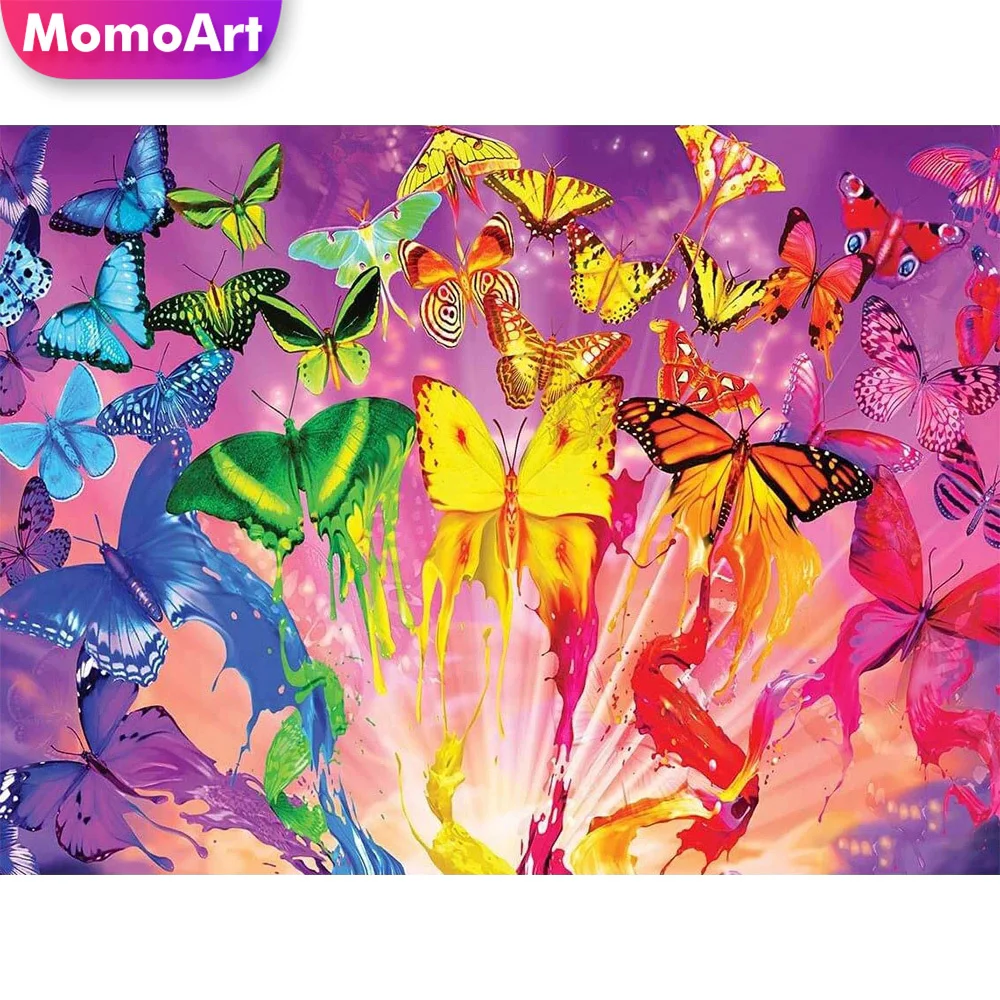 

MomoArt DIY Diamond Painting Butterfly Colorful Picture Rhinestones Embroidery Animal Mosaic Sunset Cross Stitch Set Wall Decor