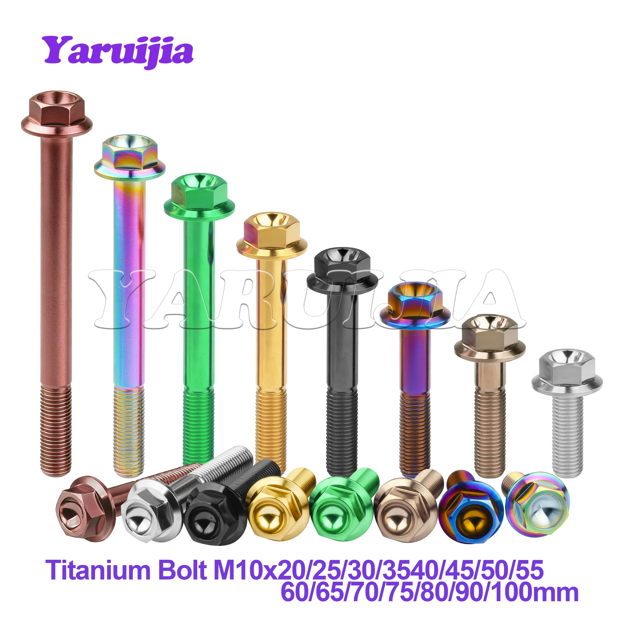 Фото Титановые болты Yaruijia M10x1.25mm с шестигранной головкой и фланцем DIN6921, длина 20-100 мм, 1 шт. №1