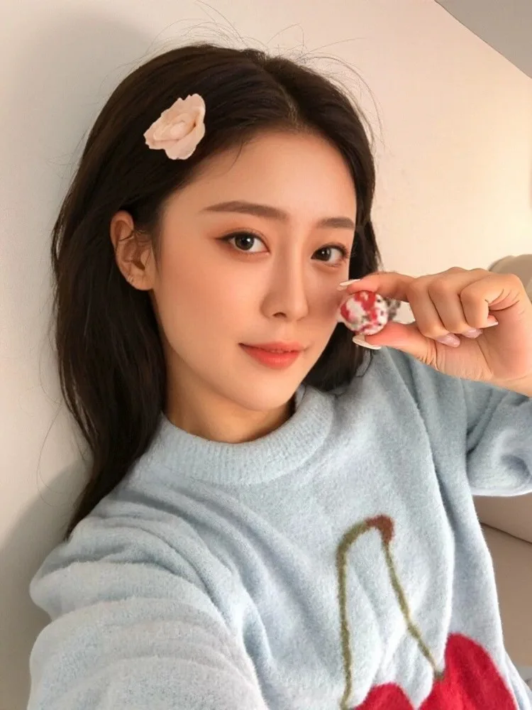 Korejepo мягкий восковой молочно-синий норковый флисовый свитер женский