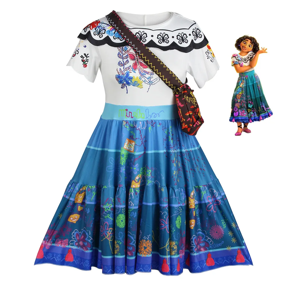 Encanto Mirabel Косплей Костюм для взрослых и детей женское платье девочек праздничная