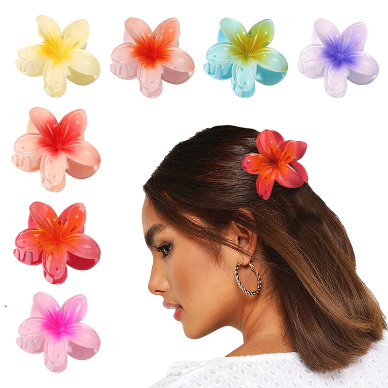 Ruoshui Woman  Summer Gradient Flower Hair Claws  Sweet Hair Clips  Hairpins  Girls Hair Crab Clamp Barrettes Hair Accessories