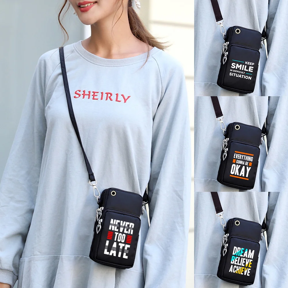 

Universal Shoulder Mobile Phone Bag Case for IPhone/Samsung/Xiaomi Waterproof Pouch Phrase Print Pattern Handbag Sport Arm Wrist