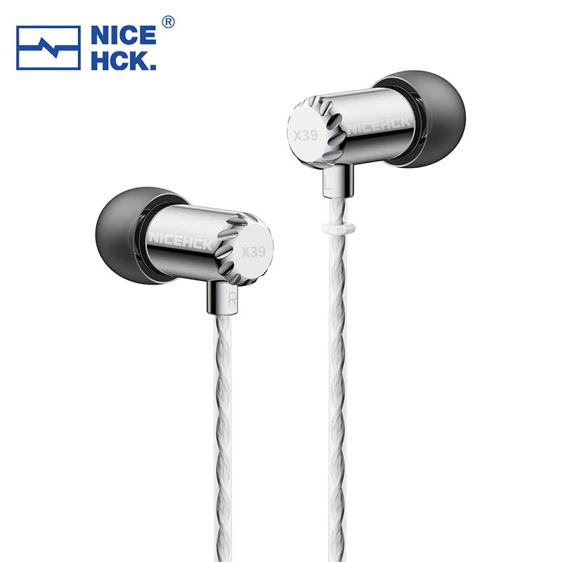 

NiceHCK X39 HIFI Earphone HD Microphone Wired Earbud 6mm Titanium Plated Dynamic Headset Vocal Bass Music In-ear Monitor IEM