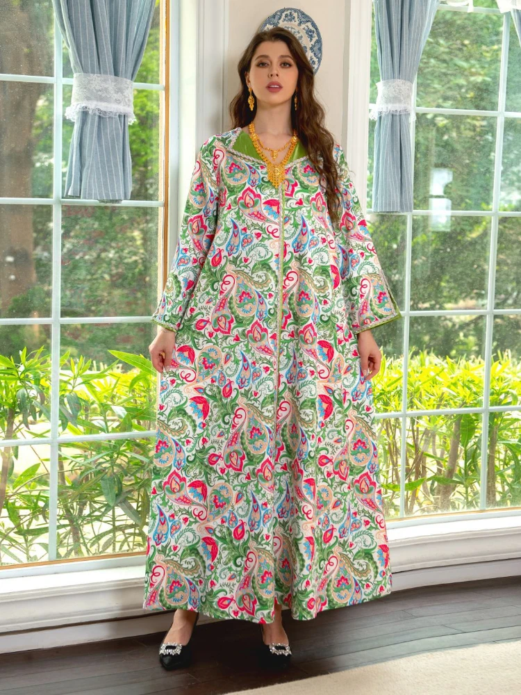 

Eid Party Muslim Dress Women Abaya Lapel Ramadan Mubarak Diamond Dubai Turkey Islam Robe Caftan Morocco Floral Maxi Vestido 2023