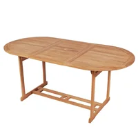 Garden Table, Solid Teak Wood Outdoor Picnic Table , Patio Furniture Ovel 180x90x75 cm