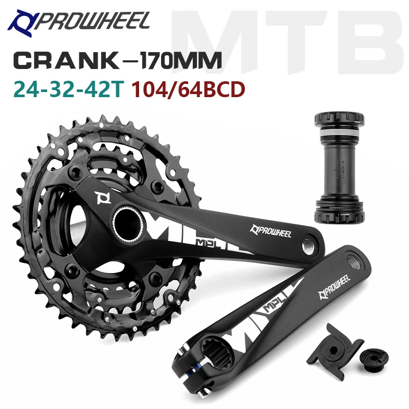 

PROWHEEL Mountain Bike Crankset 9S 10S 11S 170MM Crank Arm 24-32-42T Sprocket with Bottom Bracket BB73+ MTB Bicycle Part