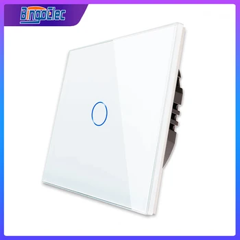 Bingoelec Light Touch Switch Sensor Tempered Crystal Glass Panel 1Gang 1 Way 220V Wall Lamp Switches on Off Home Improvement 1