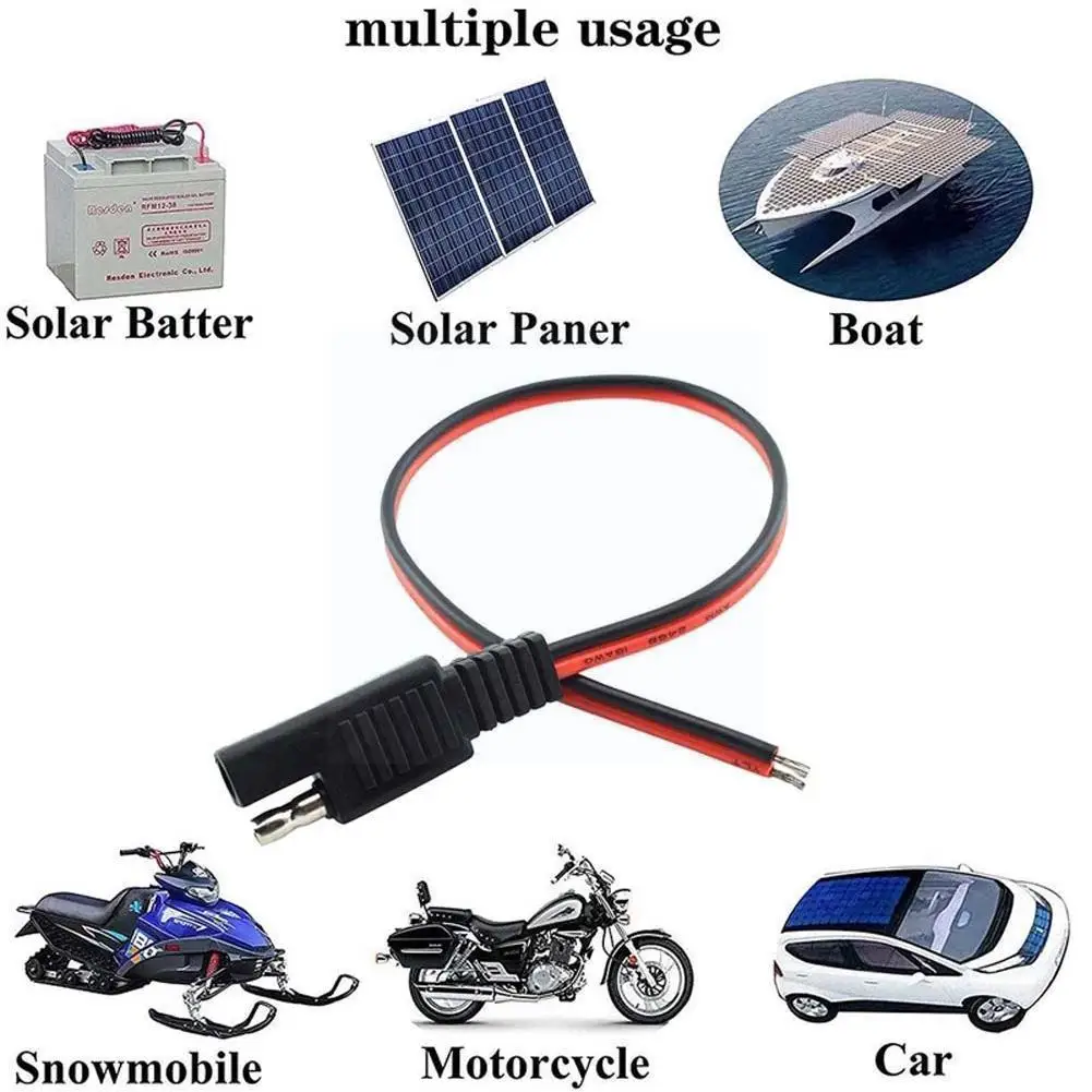 

1pcs Red Sae Diy Cable 18awg Power Automotive Plug Pure Sae Battery Plug Core Cable Wire Solar Extension Cord W0q8