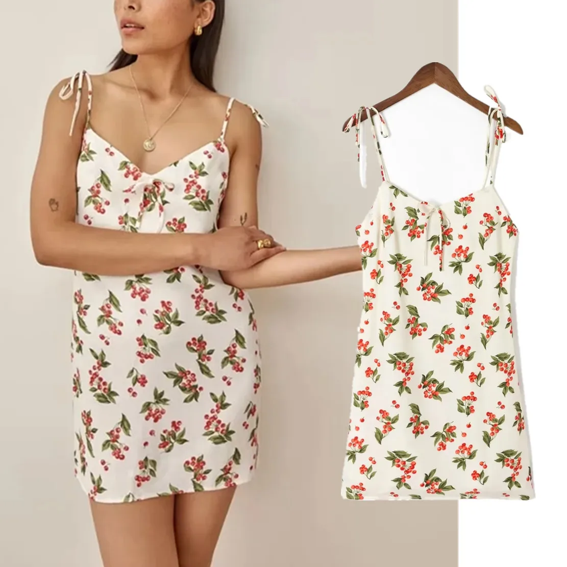 

Withered French Style Indie Folk Floral Print Sexy Mini Suspender Dress Women
