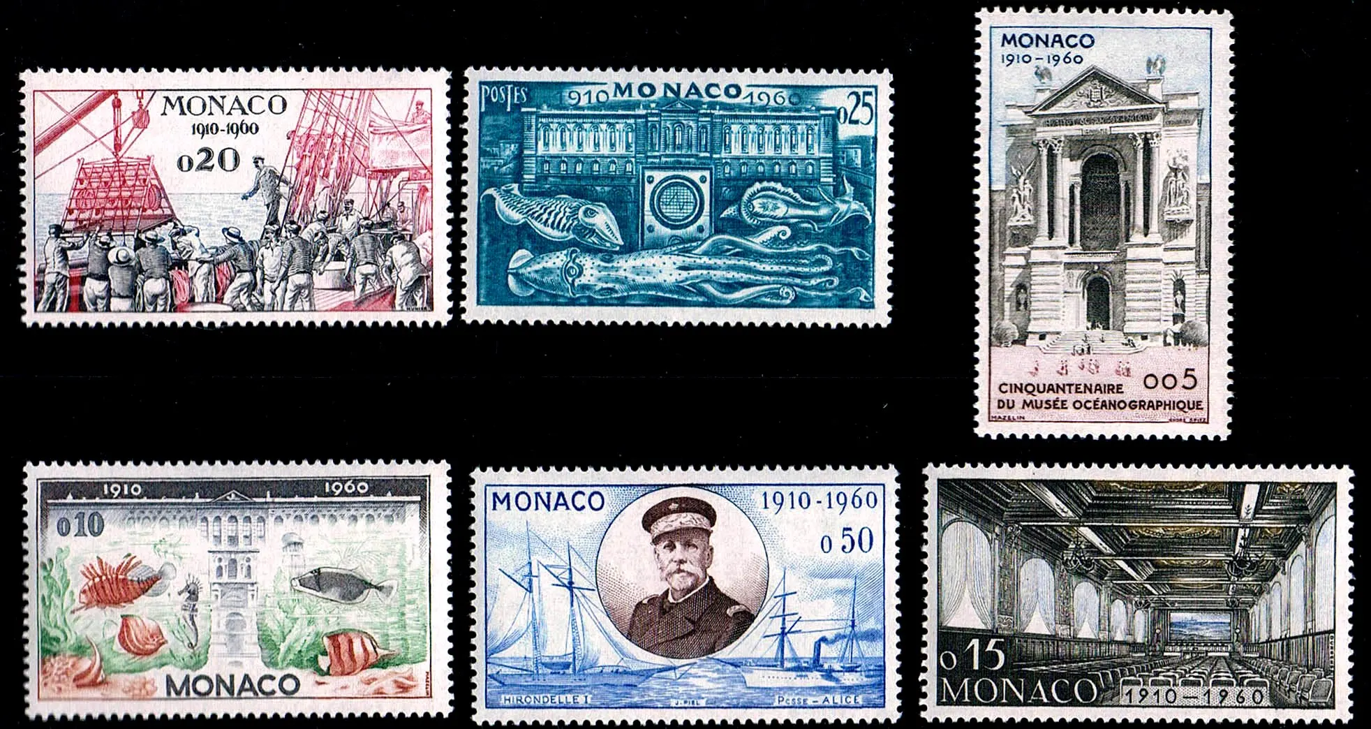 

6 шт./компл. Новый Почтовый штамп Монако 1960 морской музей гравировка почтовые штампы