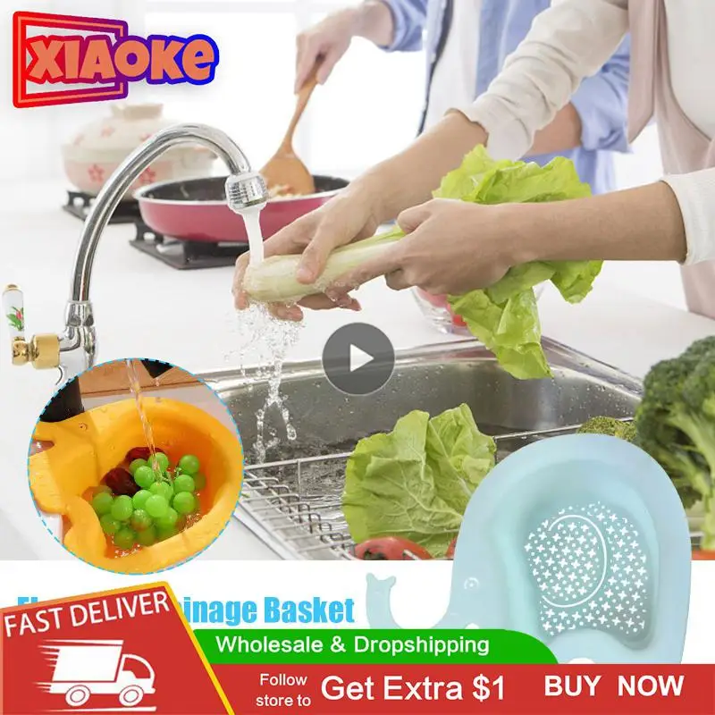 

Kitchen Dish Drainer Fruit And Vegetable Basket Hanging Sink Drain Basket Sink Filter Dish Drainer Draining Rack Sink Strainer
