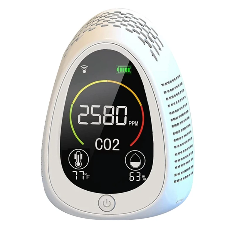 

Детектор Co2 TUYA 4 в 1, гигрометр с монитором качества воздуха, Wi-Fi + Co2 + Влажность +, Многофункциональный измеритель температуры, простой в использовании, белый