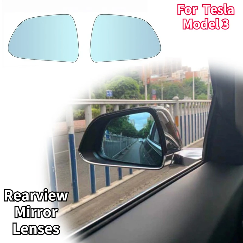 

Rearview Mirror Lenses 2Pcs for Tesla Model 3 ABS Waterproof Heating Function Anti-reflective Dustproof High Definition New